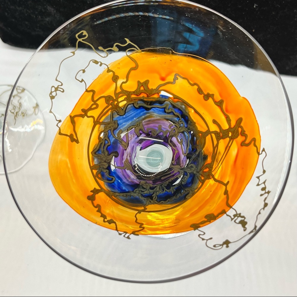 Gorgeous Vintage Euroglass Mouthblowed Hand Crafted Romania Martini Stemware - Picture 6 of 13